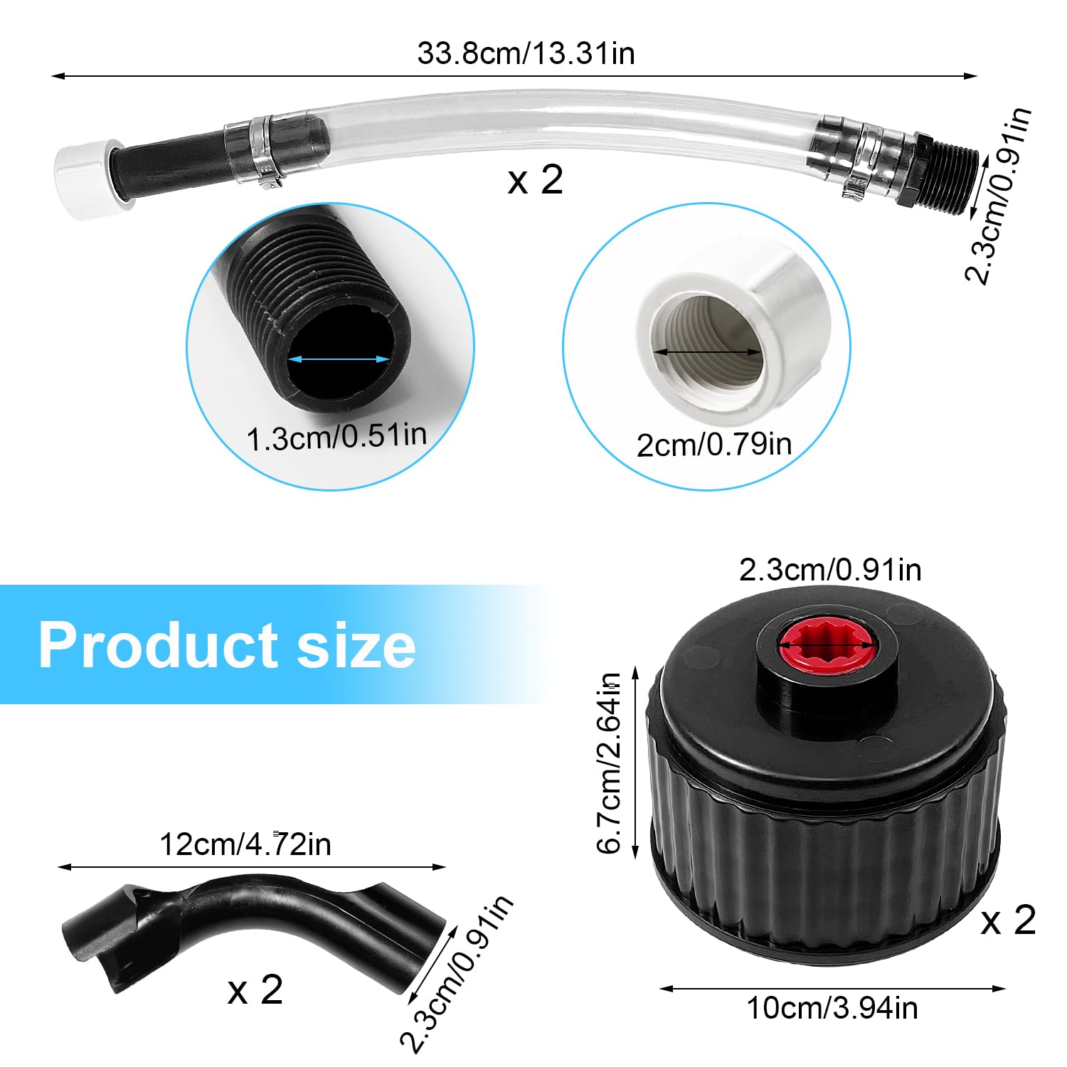 2 Set Of Racing Fuel Filler Hose Kits, 5 Gallon Neck Hose With Jug Cap Hose Bender, Racing Replacement Gas Can Cap, Jug Hose Utility